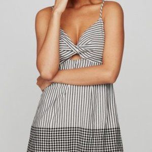 Express Mixed Print Twist Front Mini Dress Sz L